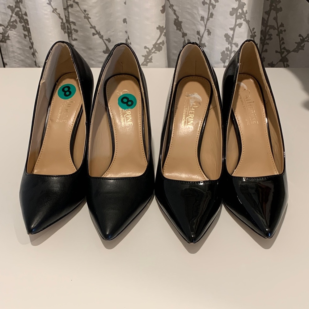 (2) Catherine Malandrino Black Patent & Matte Heels - never been worn